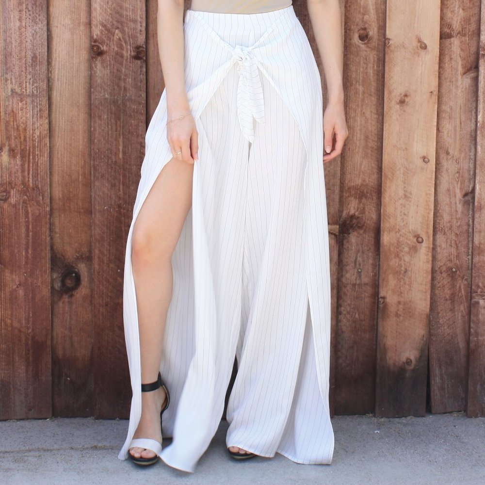 Pinstripe Slit Pants